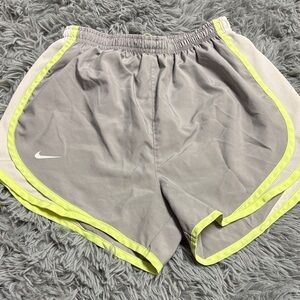 Nike Women's Gray Shorts with Neon Yellow Accents
